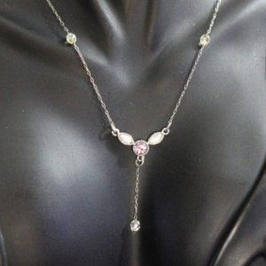 Lia Sophia Purple and AB Rhinestone V Necklace